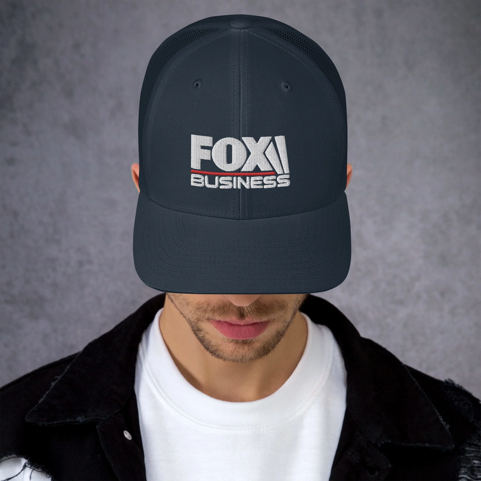 FOX Business Logo Embroidered Retro Trucker Hat - Image 5